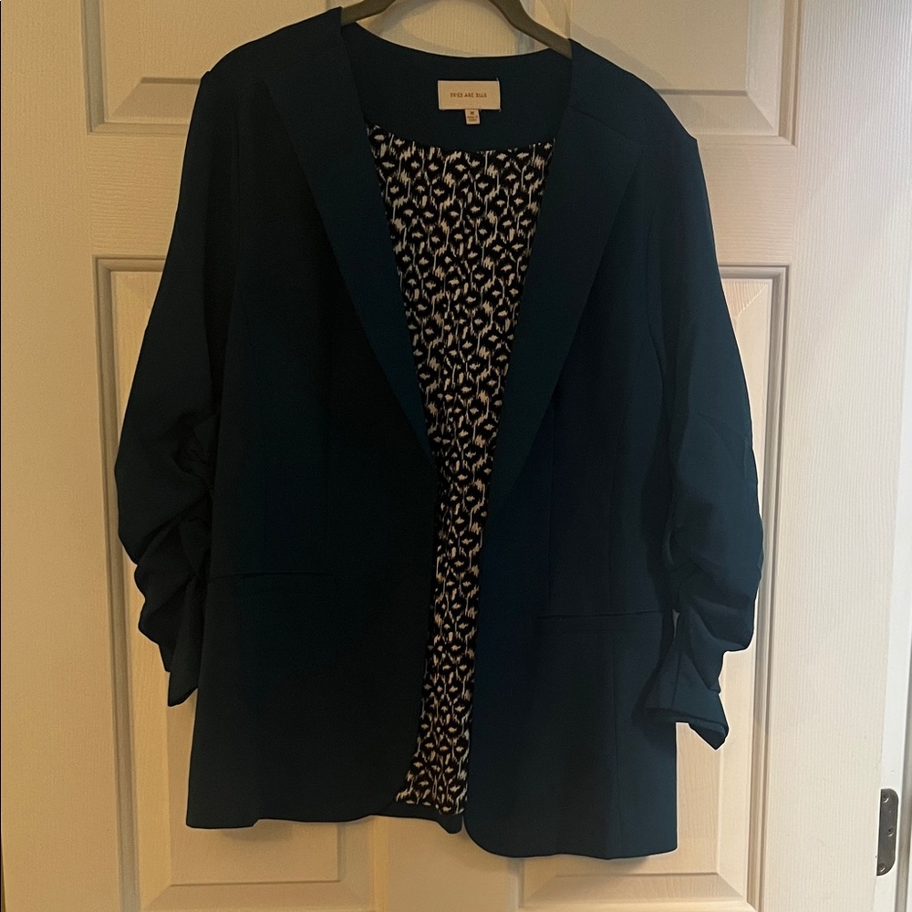 Skies Are Turquoise Green Blazer with Patterned Lining